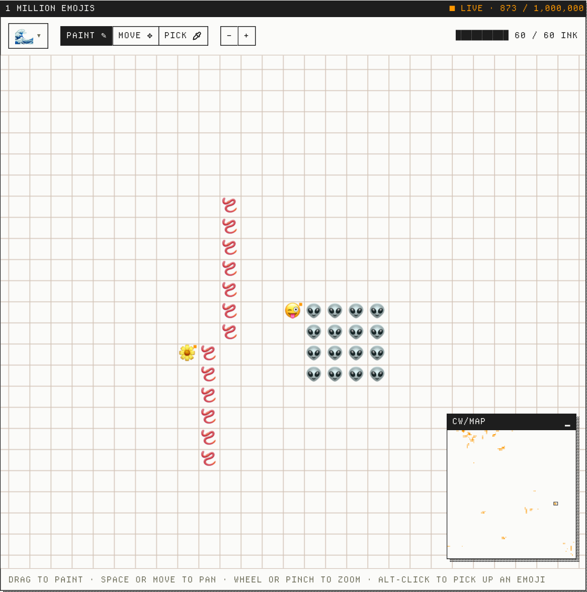 1 Million Emojis, a screenshot